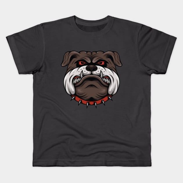 Bulldog head Kids T-Shirt by JagatKreasi